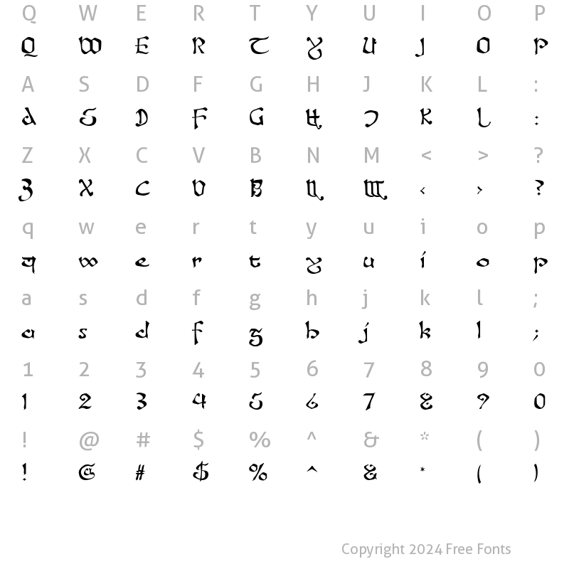 Character Map of Fanjofey AH Regular