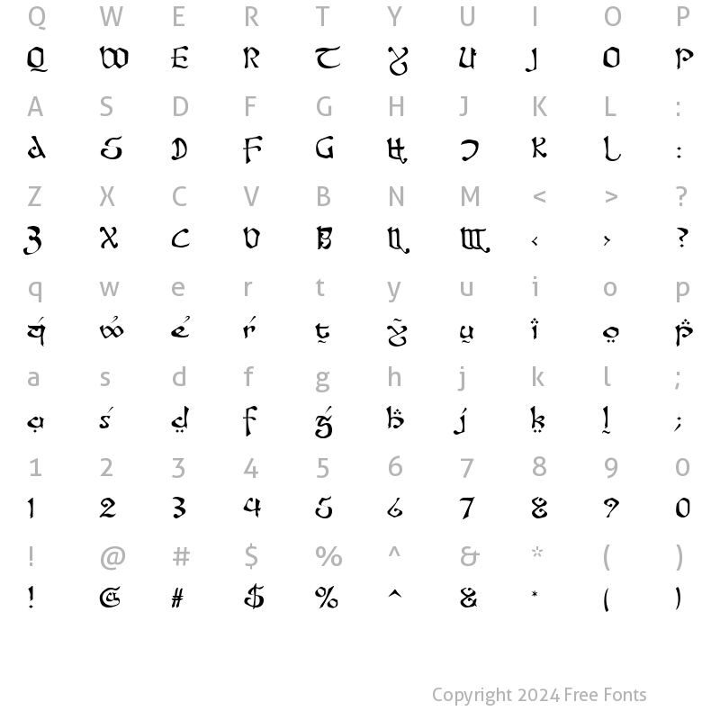 Character Map of Fanjofey Leoda AH Regular