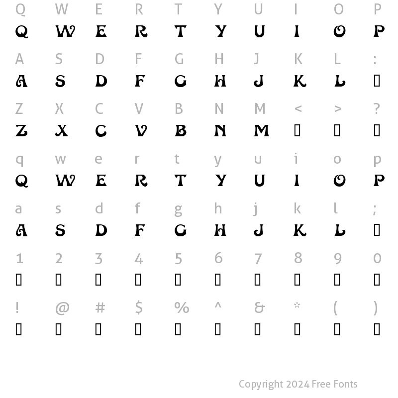 Character Map of Fantaisie1 Regular