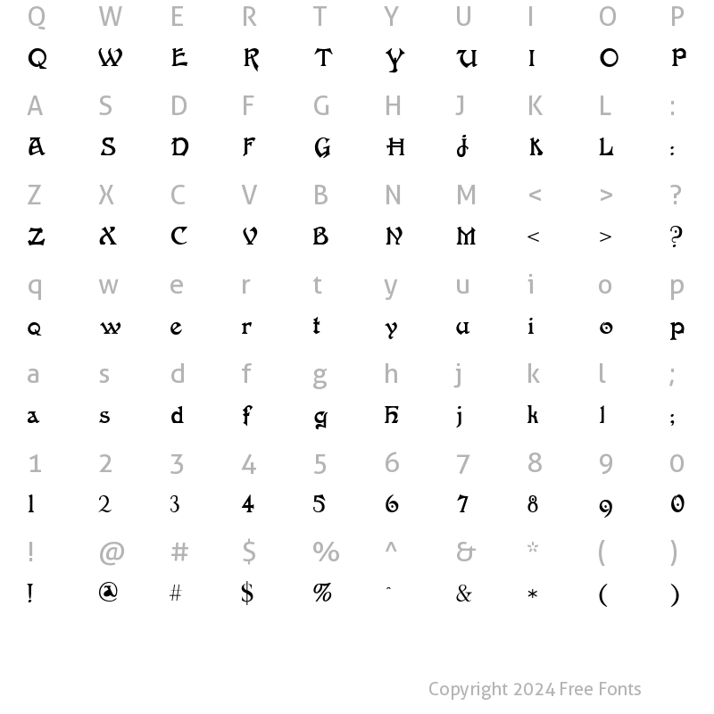 Character Map of FantaisieArtistique Regular