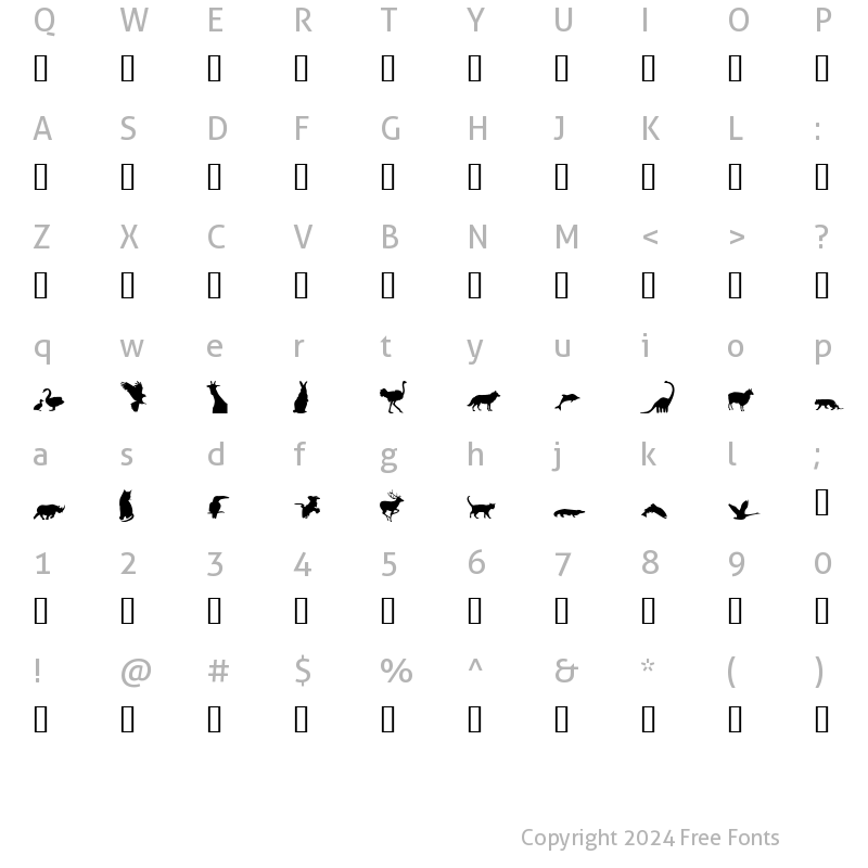 Character Map of Fantas Animals Regular