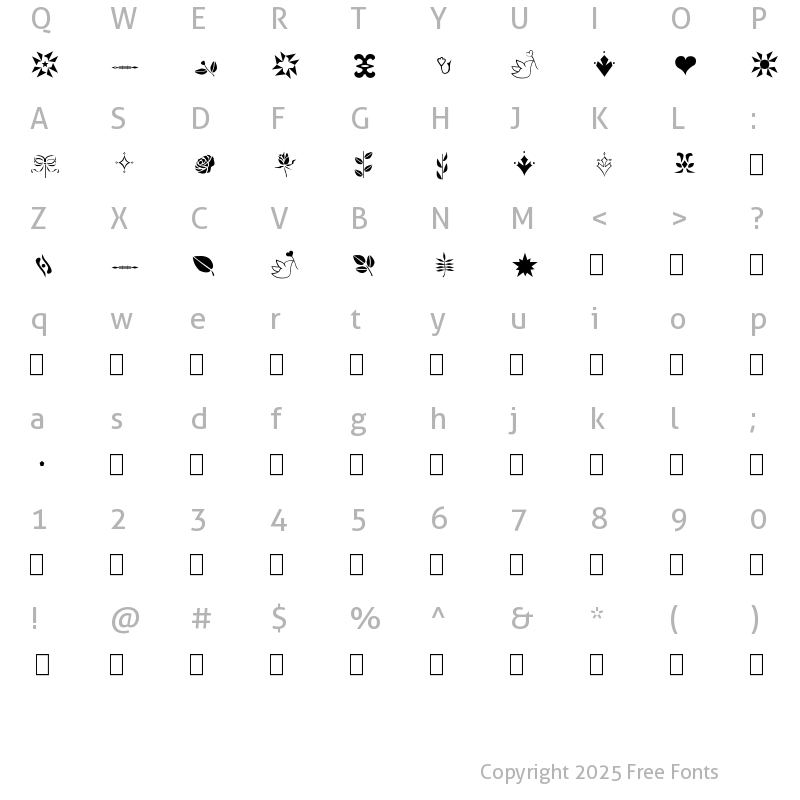 Character Map of Fantas third ding Regular