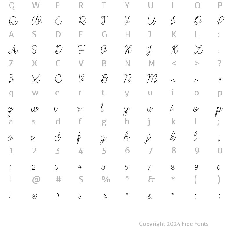 Character Map of Fantasiascript Medium