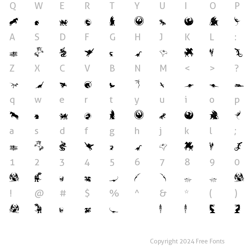 Character Map of Fantastic Creatures Regular