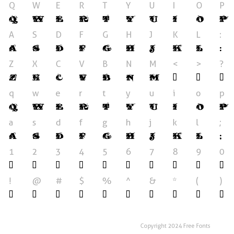 Character Map of Fantastic MF Initials