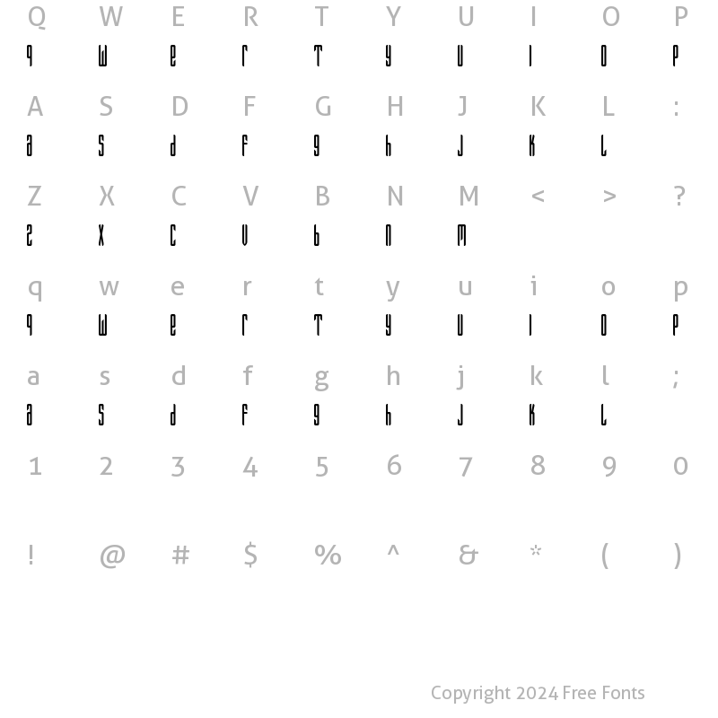 Character Map of Fantazija Regular