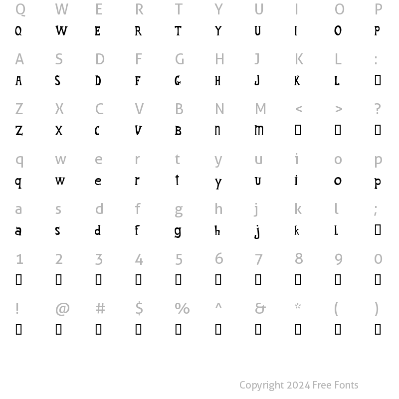 Character Map of Fantique Four Regular