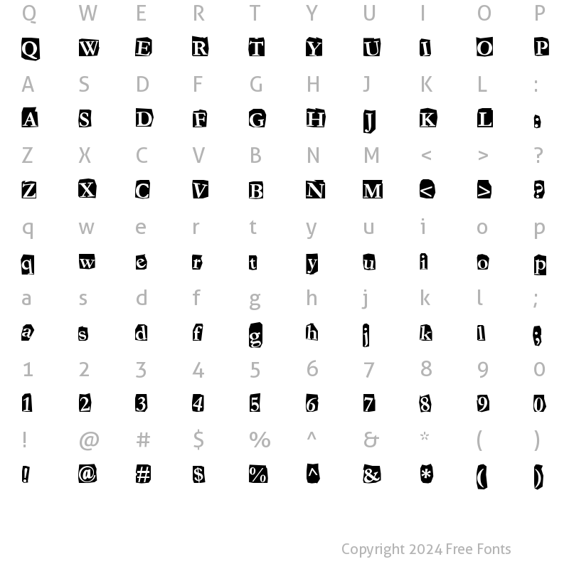 Character Map of Fanzine Regular