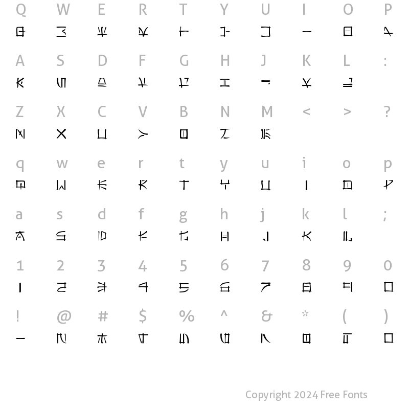 Character Map of Far East Regular