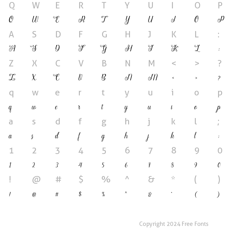 Character Map of Faradisa Regular