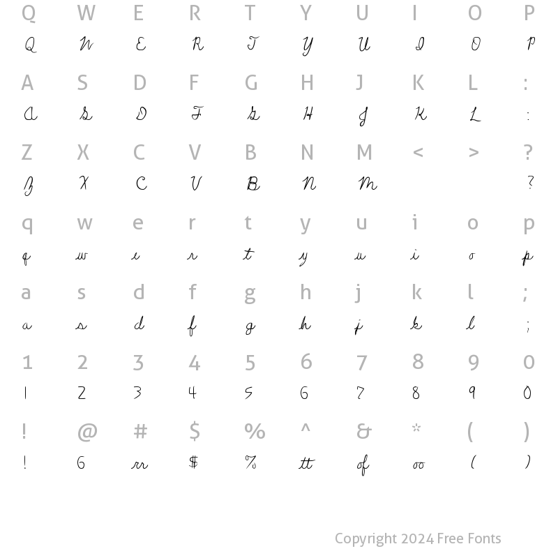 Character Map of Farewell Regular