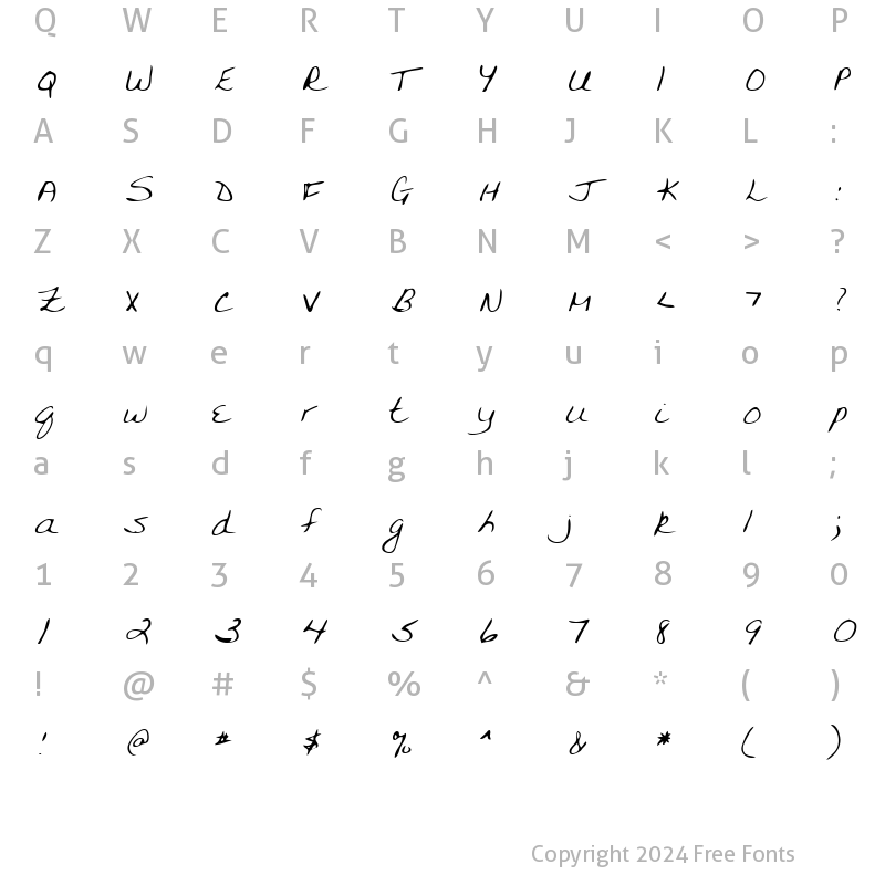 Character Map of FarinasHand Regular