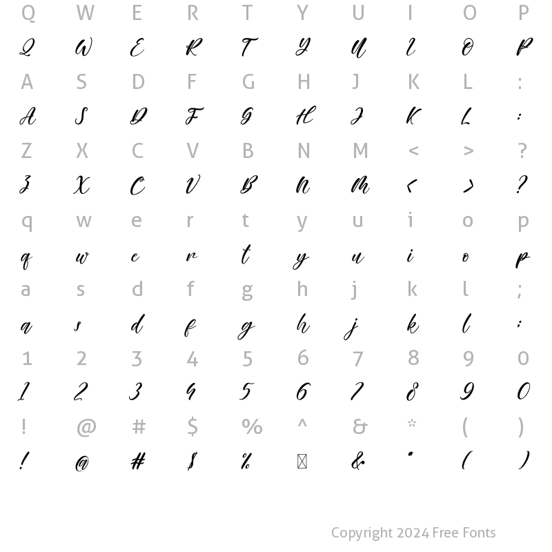 Character Map of Farisky Marlline Regular