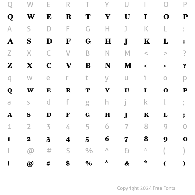 Character Map of FarnhamText-BoldSC Regular