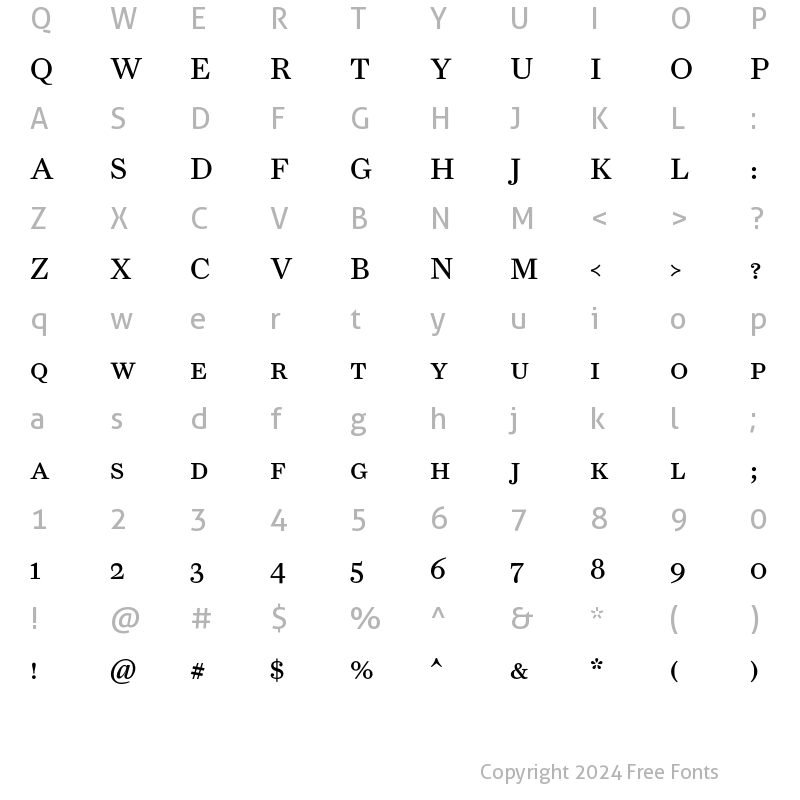 Character Map of FarnhamText-RegularSC Regular