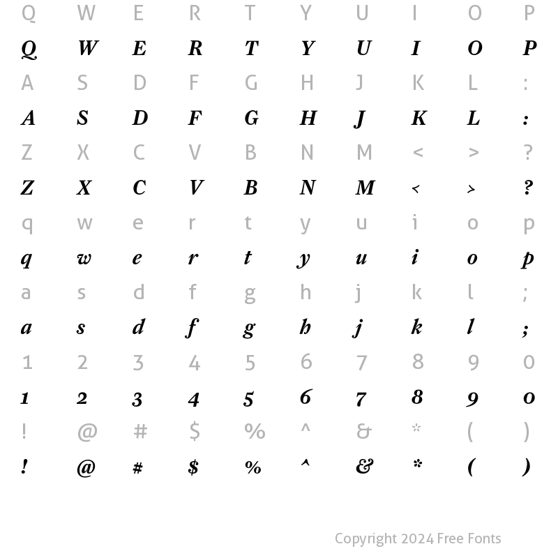 Character Map of FarnhamText-SemiItal Regular