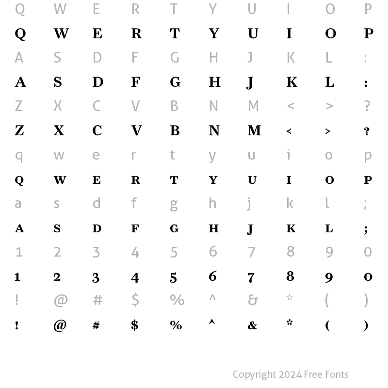 Character Map of FarnhamText-SemiSC Regular