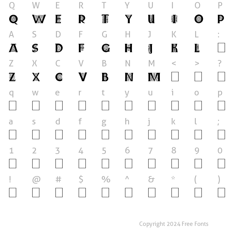 Character Map of Farnoe Initials Regular