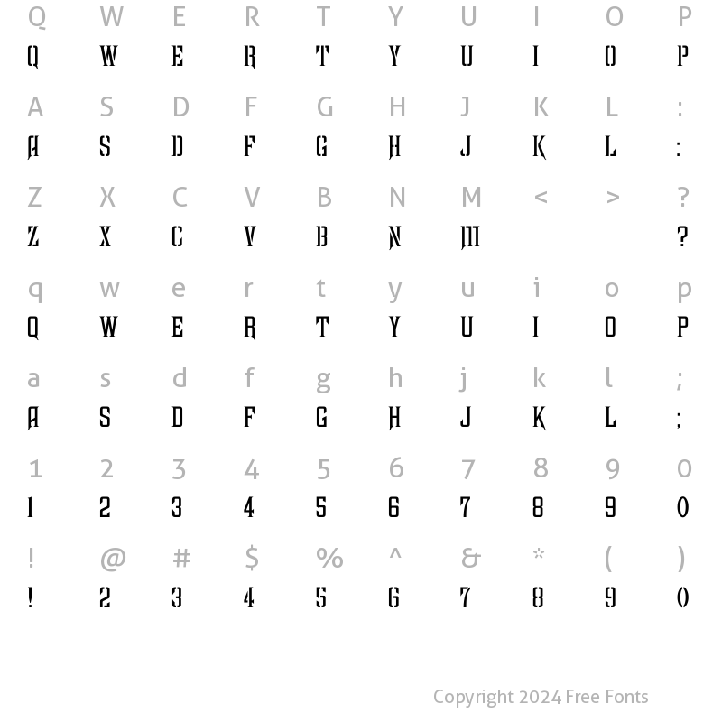 Character Map of FarquharsonFree Regular