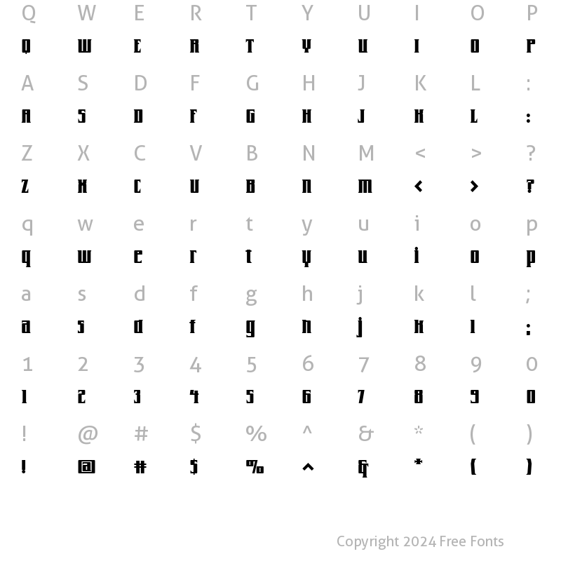 Character Map of Farrier ICG Black Regular