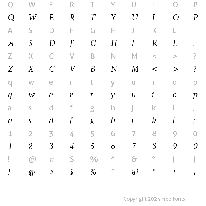 Character Map of Farringdon RegularItalic