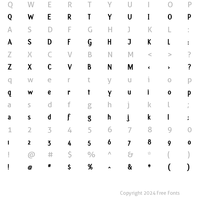 Character Map of Fasciani-Senza ExtraBold Regular