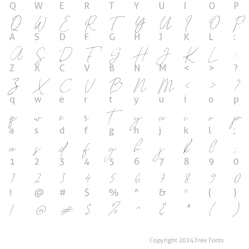 Character Map of Fascino Regular