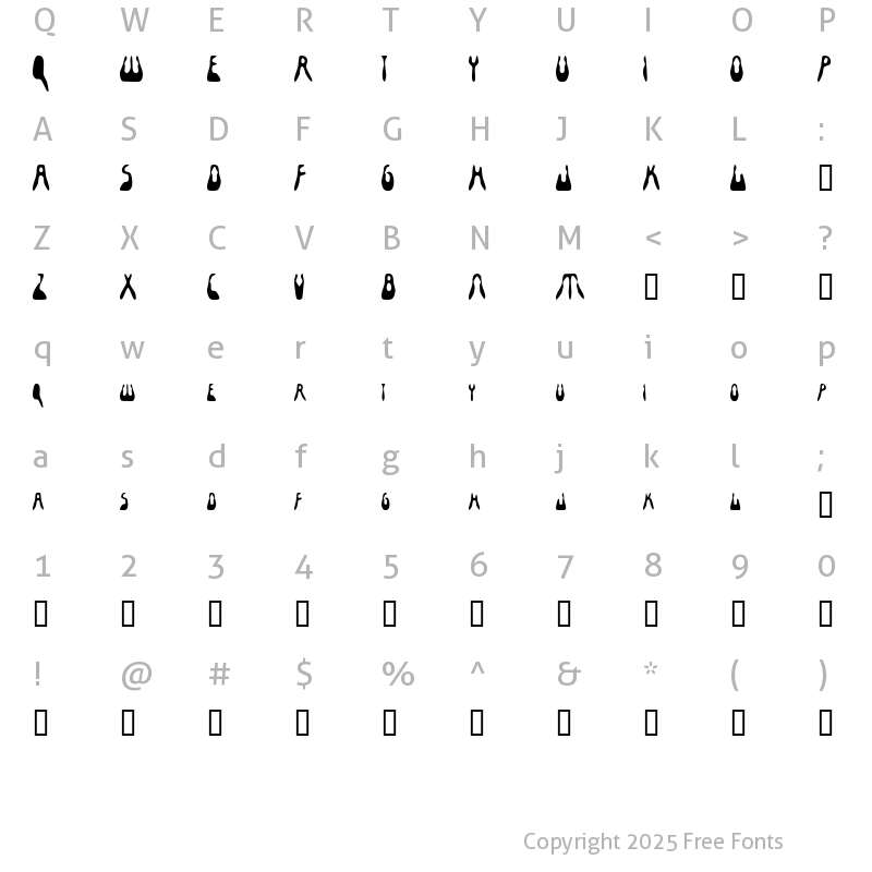 Character Map of Fashionably Numb Regular