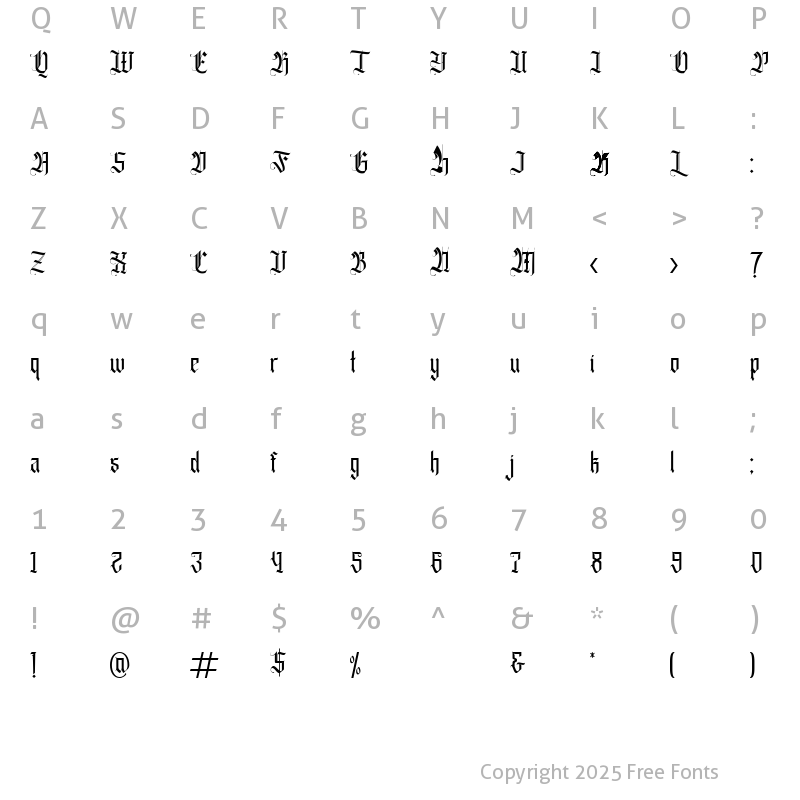 Character Map of Fasigeko Regular