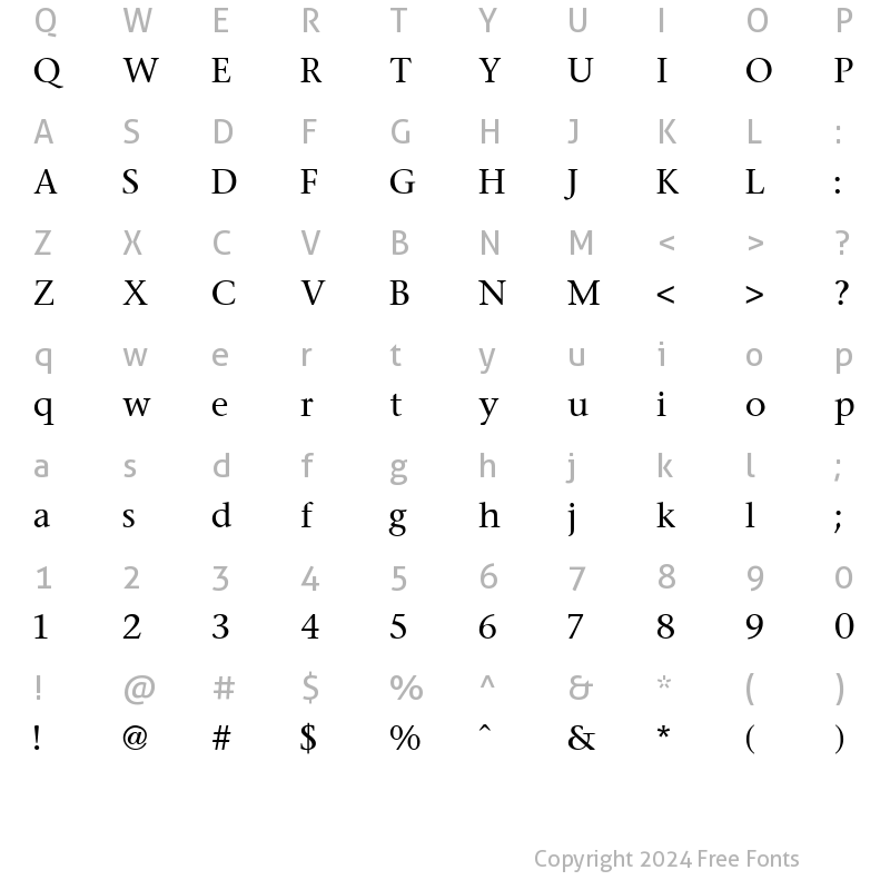 Character Map of Fasse Regular