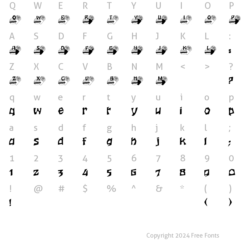 Character Map of Fast Food Regular