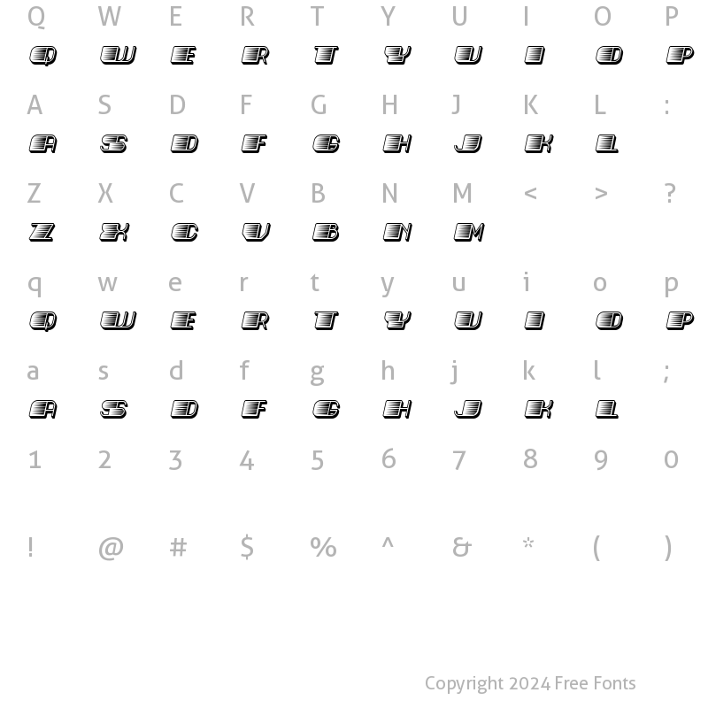 Character Map of Fast Italic