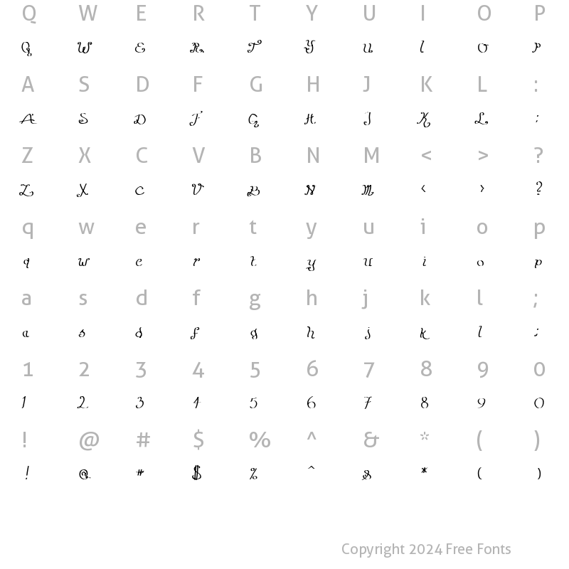 Character Map of Fastgraph Freehand