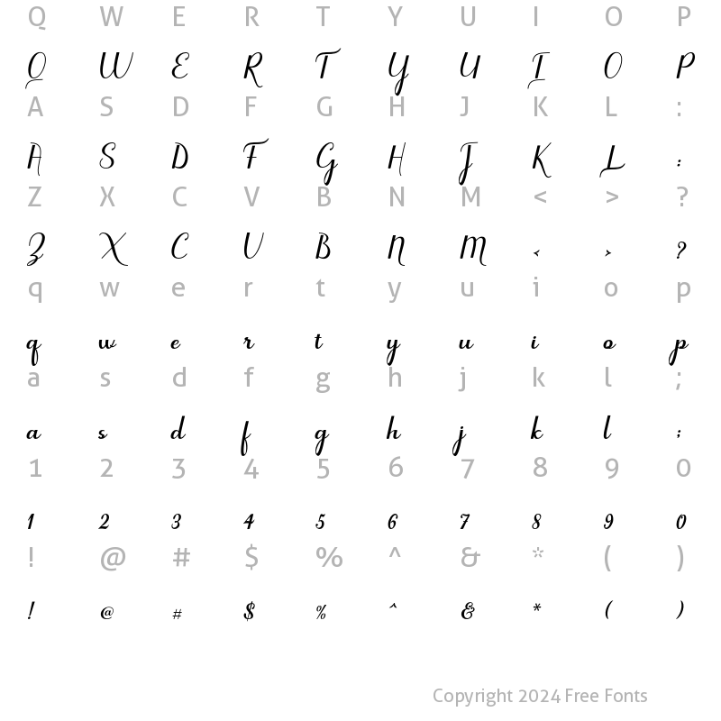 Character Map of fastline Script Regular