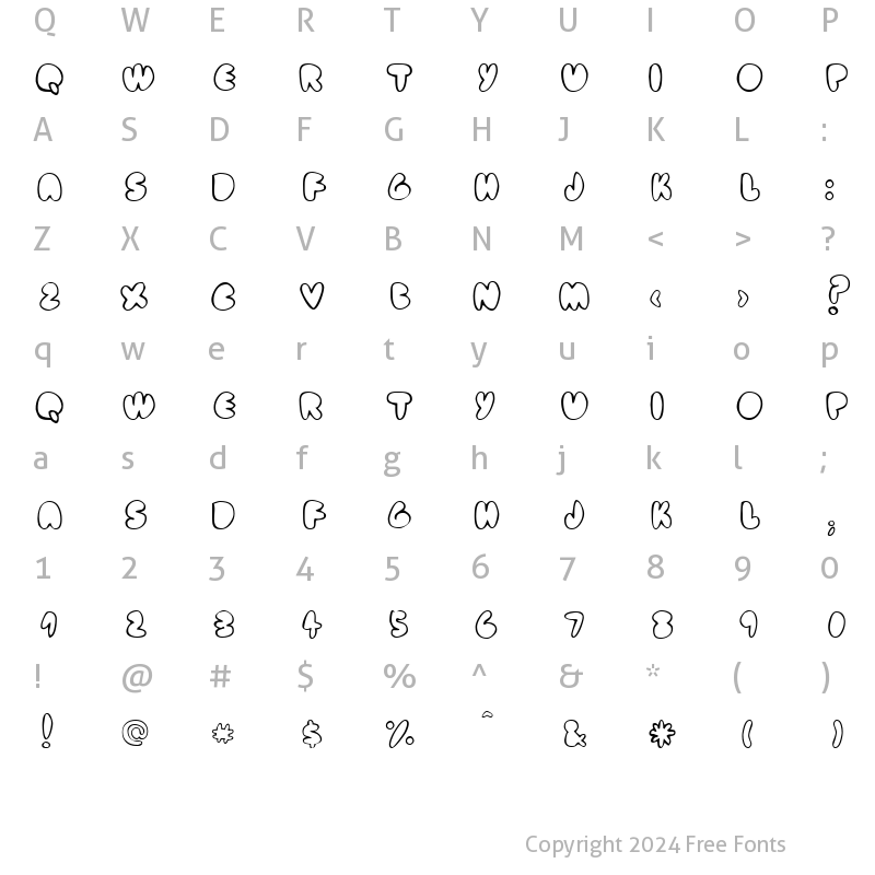 Character Map of fat ass outline