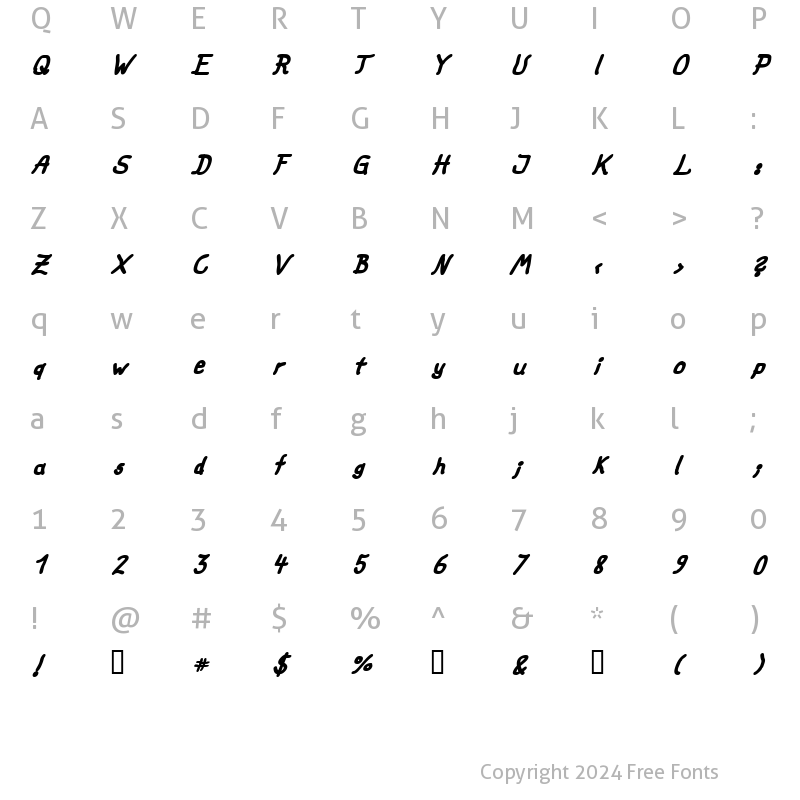 Character Map of fat marker Italic