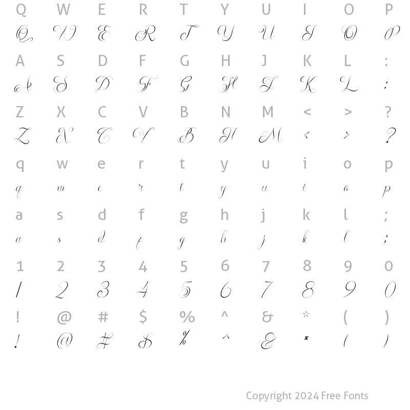 Character Map of Fathiyya Script Regular