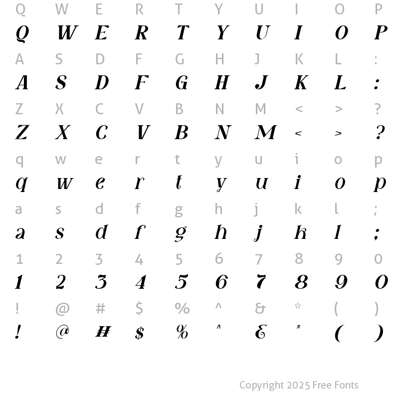 Character Map of Fatin Gengky Italic