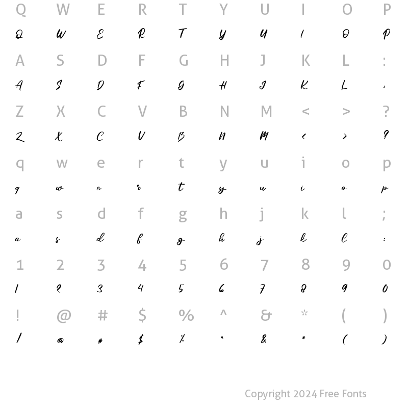 Character Map of Fatines Regular