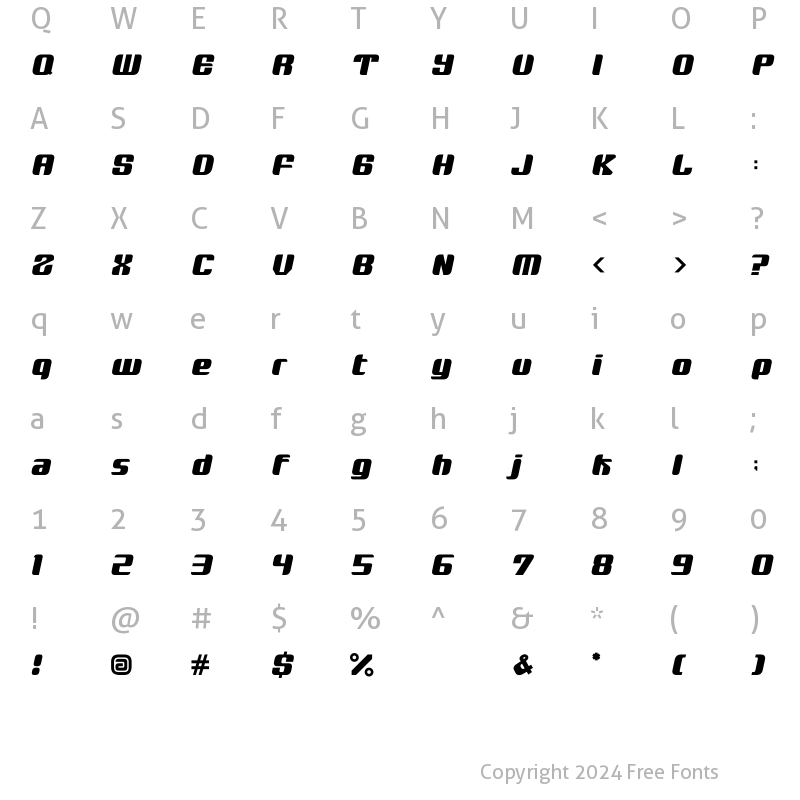 Character Map of fatkids Italic