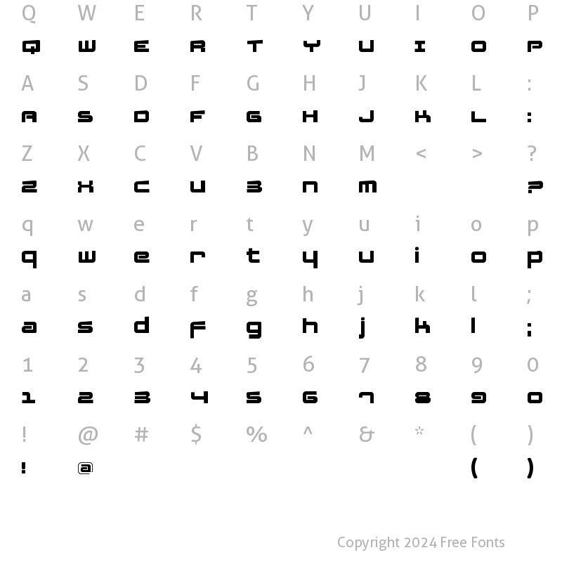 Character Map of FatsansRotated Regular