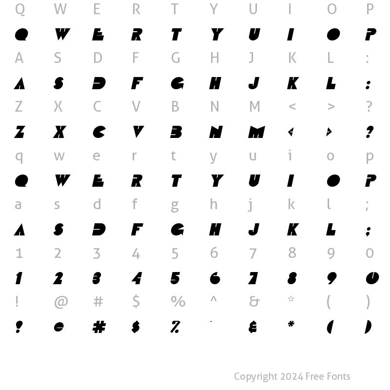 Character Map of Fatso Italic