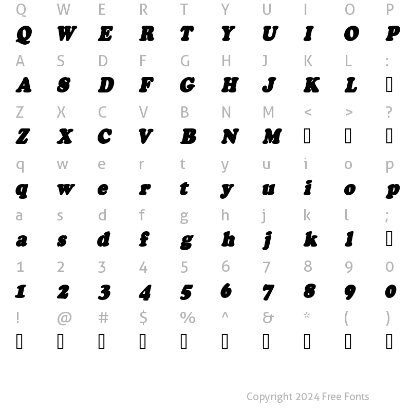 Character Map of Fatso Italic CS