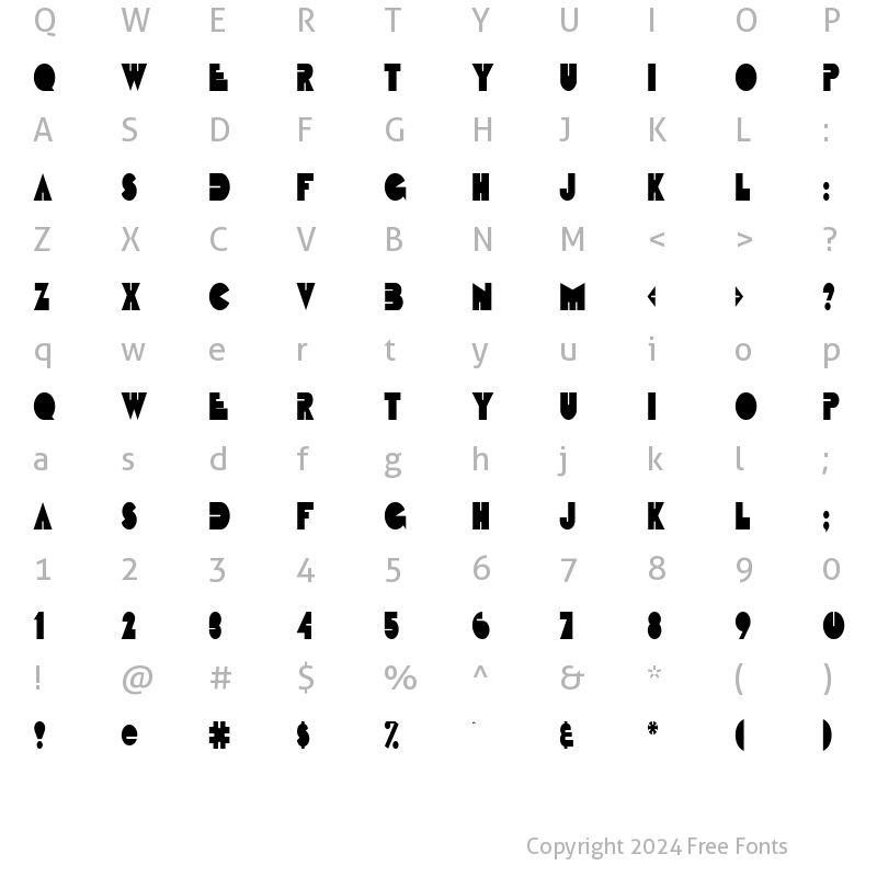 Character Map of Fatso Thin Normal