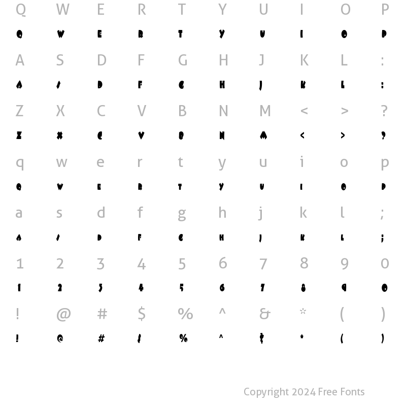 Character Map of FatsoCondensed Regular