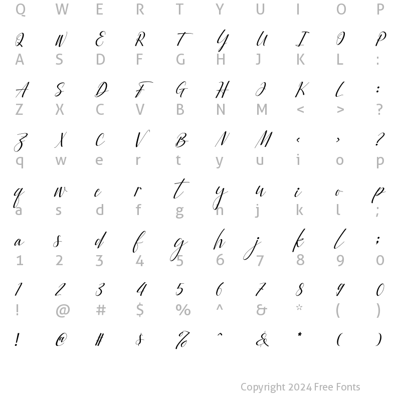 Character Map of Fattia Italic