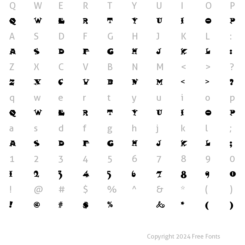 Character Map of Fatty Snax NF Regular