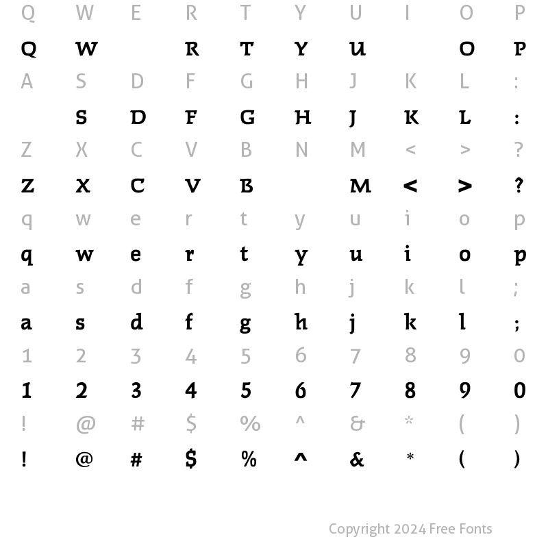 Character Map of FaustBold Regular