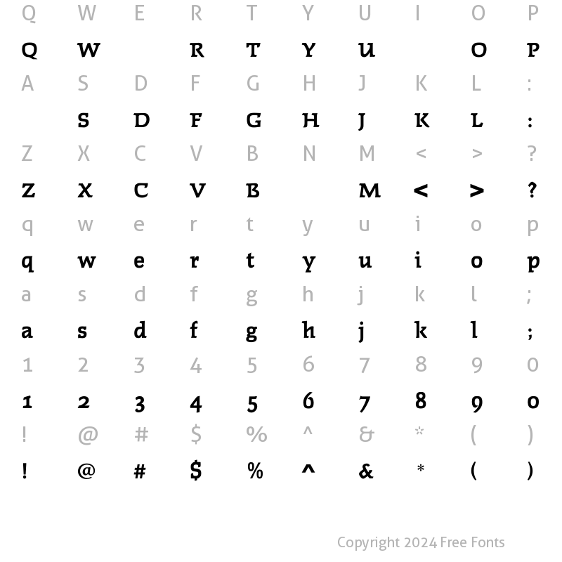 Character Map of FaustBoldOldStyleFigs Regular