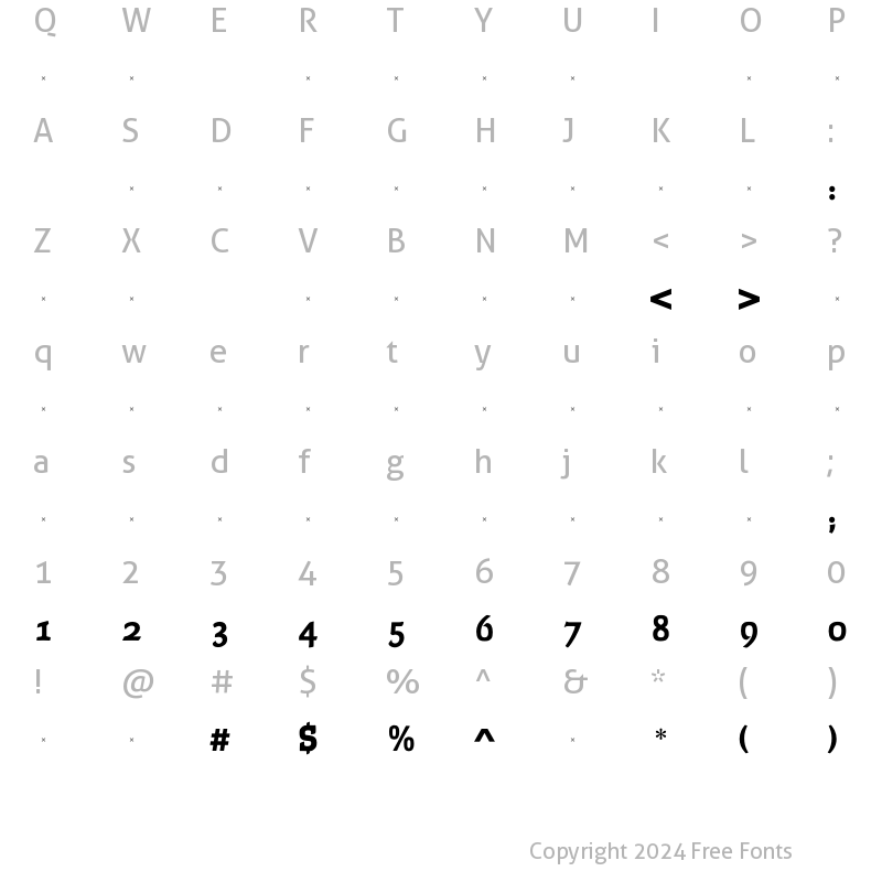 Character Map of FaustExtraBoldOldStyleFigsTab Regular